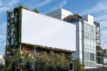 Large White Billboard on Building Side