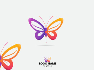 Colorful butterfly logo. Abstract butterfly logo design. Female. Premium logo art. Bird. Modern design. Butterfly art. Beauty care.Business. Salon.