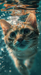 a cat swimming
