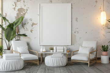 White Living Room With Plants