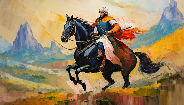 Baloch Warrior art brushwork oil painting