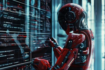 Backend programming side view focusing on serverside logic and database interactions robotic tone Complementary Color Scheme