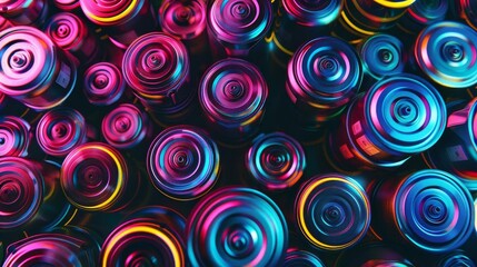 Fototapeta premium Battery technology top view highlighting longlife batteries digital tone Triadic Color Scheme