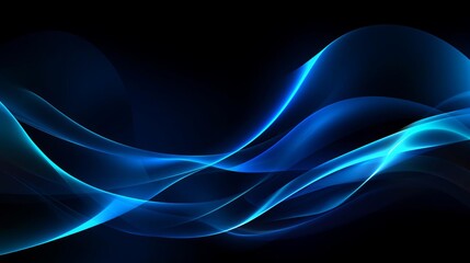 Blue abstract light waves on a dark background