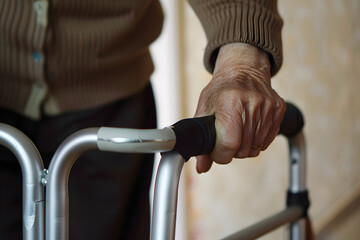 Obraz premium Walking Aid Assistance: Disability Pension and Elderly Care