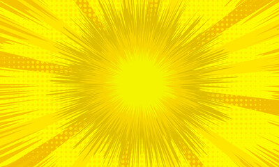 abstract comic background with yellow rays