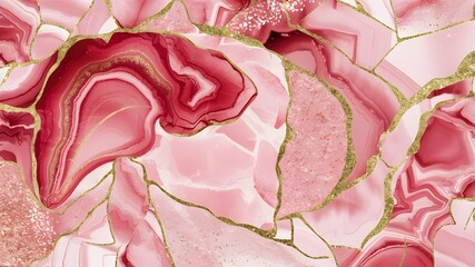 Elegant Pink Marble with Gold Watercolor