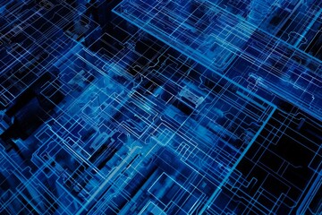 Obraz premium Blue tech grid