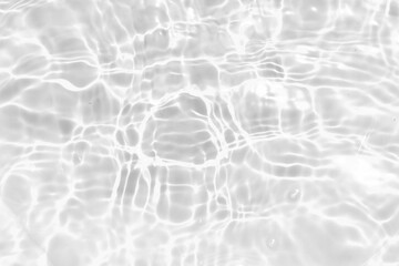 White transparent water ripple texture on surface. Abstract calm aqua background with light reflections, bubbles, waves, and natural splash pattern. Panoramic clear water effect