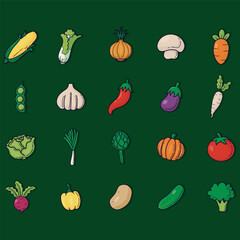 Vegetable illustration set hand draw style
