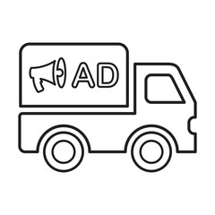 Advertisement Truck Icon Line Vector graphics