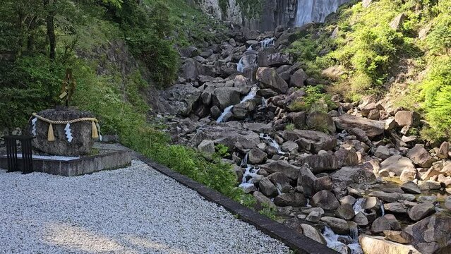 View with the Nachi Waterfall located in Nachi-Katsuura and Japan s tallest waterfall.