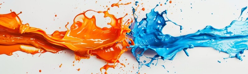 Orange and blue paint splash