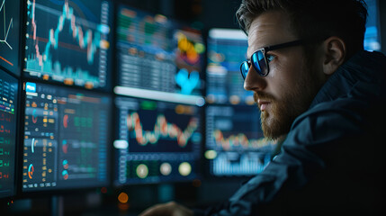 financial specialist looking at indicators and trends in the stock market
