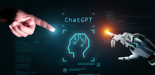 ChatGPT online information data chatting system, Ai artificial intelligence internet web conversation computer robo providing ideas innovation, futuristic chat technology, openAi digital development