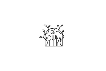 Minimalist bar and restaurant line art logo design