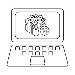 Online Gift Offer Icon Line Vector graphics