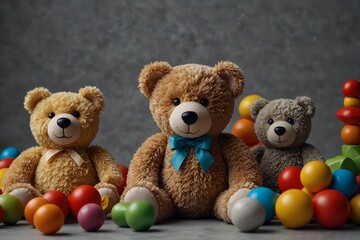 Obraz premium Teddy’s Colorful Building Set: Imaginative Play