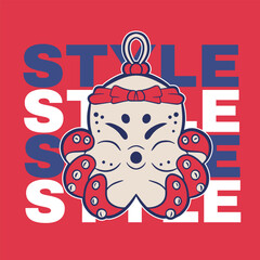 Cute vector cartoon octopus illustration