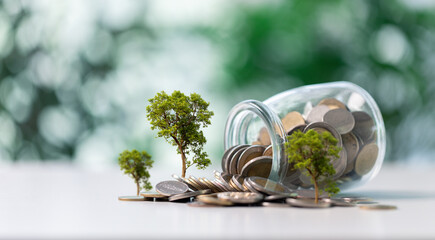 Concept of green tax into account environmental benefits of planting trees, balance economic growth...