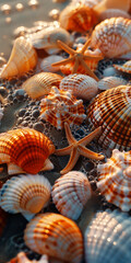 Seashells, phone wallpaper - Generative AI
