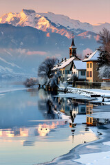 Timeless Winter Solitude in the Beautiful Swiss Town of Yverdon-les-Bains