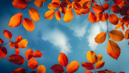 Seasonal Beauty: Capture the beauty of fall with colorful leaves against a bright blue sky.