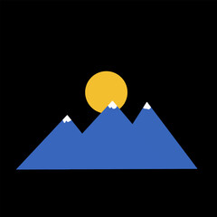 blue mountain with sun