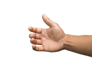 Men's hands making gestures like is holding something such as a phone or a water bottle Isolated on...