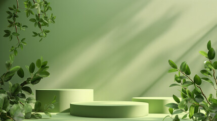 Concrete podium tabletop floor in outdoor tropical garden forest blurred green leaf plant nature background. Natural product placement pedestal stand display, summer jungle paradise concept.