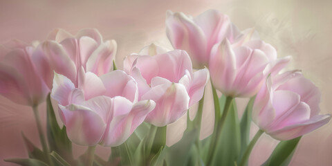 Fototapeta premium A bouquet of pink flowers with a pink background