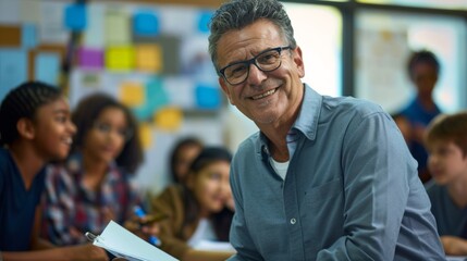 Fototapeta premium Smiling Teacher in a Classroom