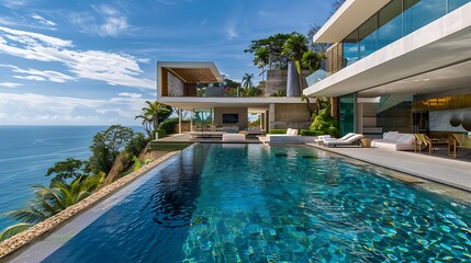 Fototapeta premium Iconic Elegance: Captivating Modern Architectural Marvel with Luxurious Touches - A Glimpse into the Future of Residential Design. A_luxury_modern_house-DE5E6.jpg