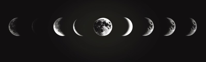 A black and white photo of phases of the moon