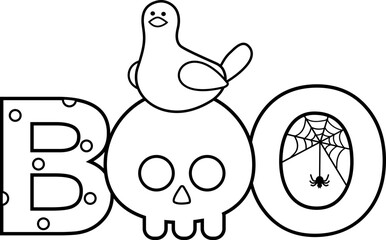 Halloween BOO outline vector