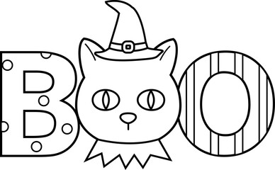Halloween BOO outline vector