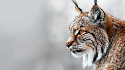 Fototapeta premium Digital artwork of lynx with prominent ear tufts against blurred background