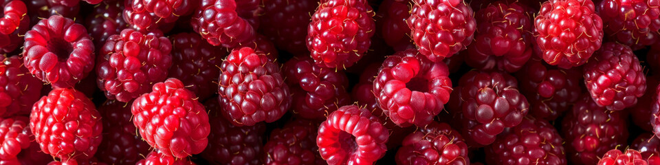 A close up of a bunch of red raspberries - Powered by Adobe