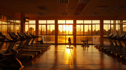Empty Gymnasium During Golden Hour