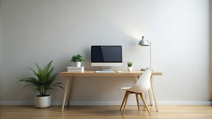 A minimalist desk setup with a clean background, ideal for product presentations or copy space
