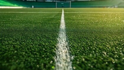 "Dynamic Athletic Grounds: Close-Up of Soccer Stadium with Synthetic Grass"
