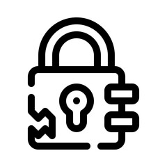 broken padlock line icon
