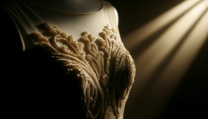 Obraz premium A glamorous cocktail dress with a plunging neckline and intricate beadwork, in silhouette