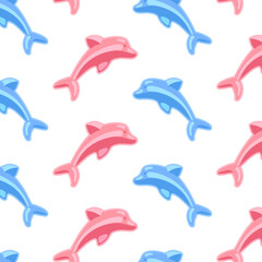 Children seamless pattern with dolphins. Nautical theme. Vector illustration