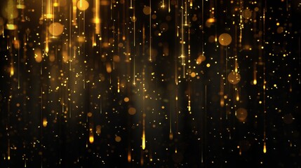 Golden Sparks Raining Against a Deep Black Background