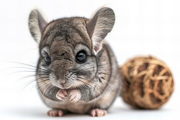 Baby chinchilla isolaled on white background , high quality, high resolution