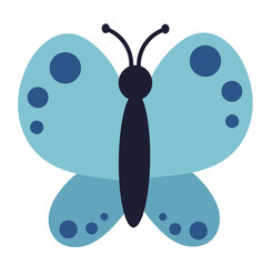 Blue butterfly. Creative element for children design. Flat Kid Vector illustration.