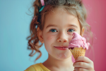  A girl enjoys an ice cream