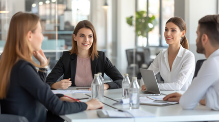 Confident Businesswoman Leading Meeting in Modern Office