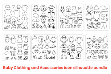 Baby Clothing And Accessories Icon Silhouette Bundle